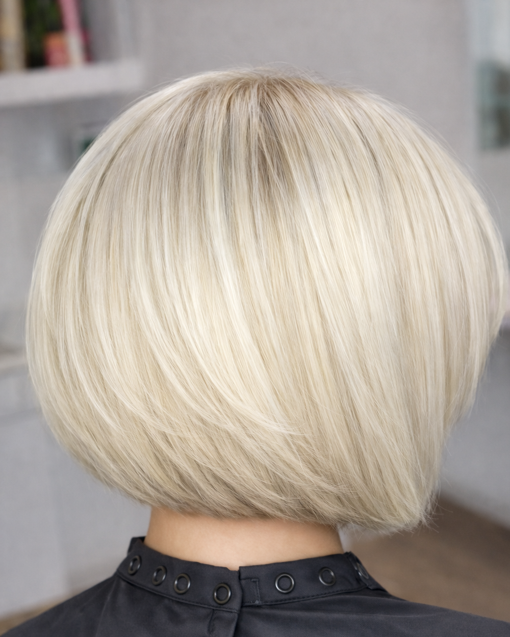 bob fryzura blond do ramion z tyłu